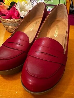 a new day Red Penny Loafers — Smooth Faux-Leather Flats